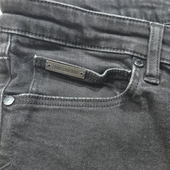 Zadig & Voltaire Jeans Mens 32x30 Black Denim Homme Strokes Noir Grunge Stretch - Picture 9 of 16